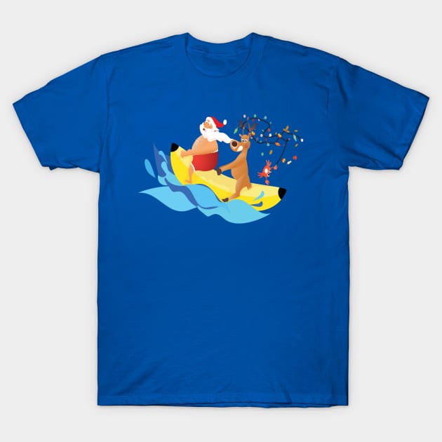 Santa in the beach T-Shirt by YamyMorrell